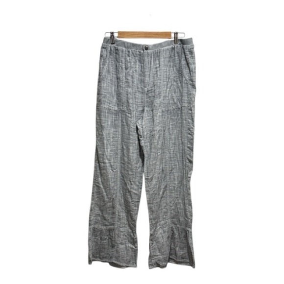 Soft Surroundings Pants - Soft Surroundings Raliegh Gauze Gray Blue Ruffle Pants Womens size Large 14/16